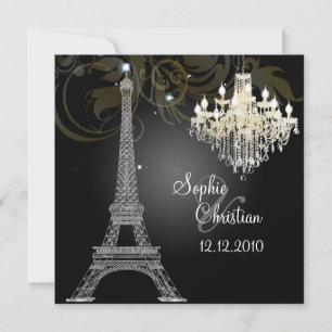 PixDezines SILVER EIFFEL+CRYSTAL CHANDELIN Einladung