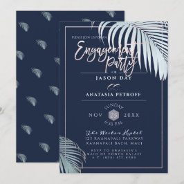 PixDezines Silver Palm Fronds, Engagement Party Einladung