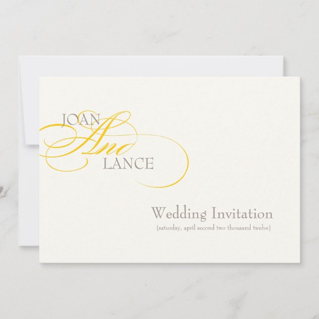 PixDezines sind gelb, extravaganter Schriftart... Einladung (Vorderseite)