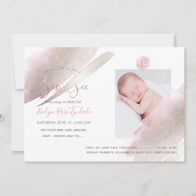 PixDezines SIP+SEE, MONOGRAM, PLATINUM+BLUSH Ankündigung (Vorderseite)