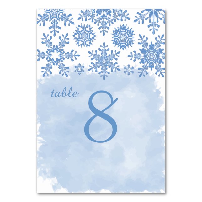 PixDezines snowflakes/Plaid blue/DIY Schriftartes Tischnummer (Vorderseite)