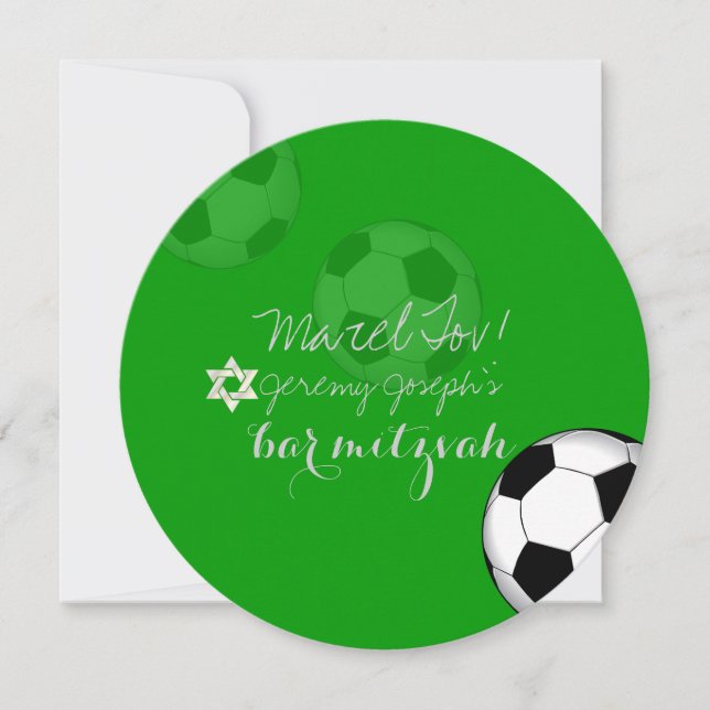 PixDezines Soccer Bat Mitzvah/DIY Farbe Einladung (Vorderseite)
