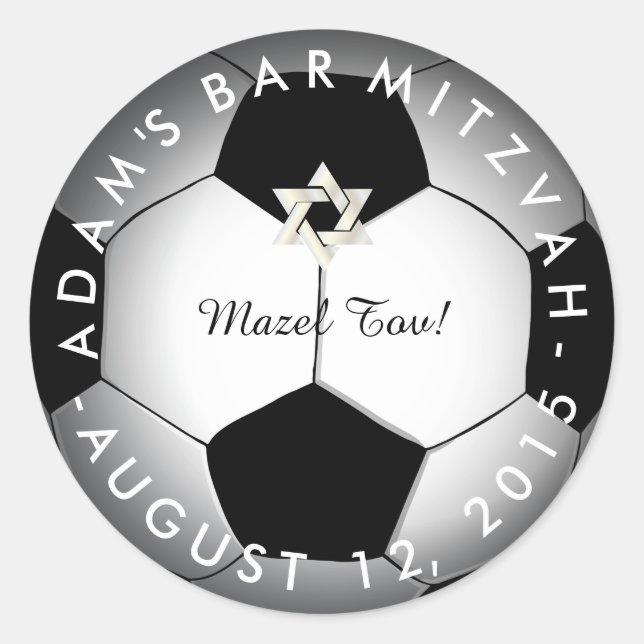 PixDezines Soccer Mitzvah Runder Aufkleber (Vorderseite)