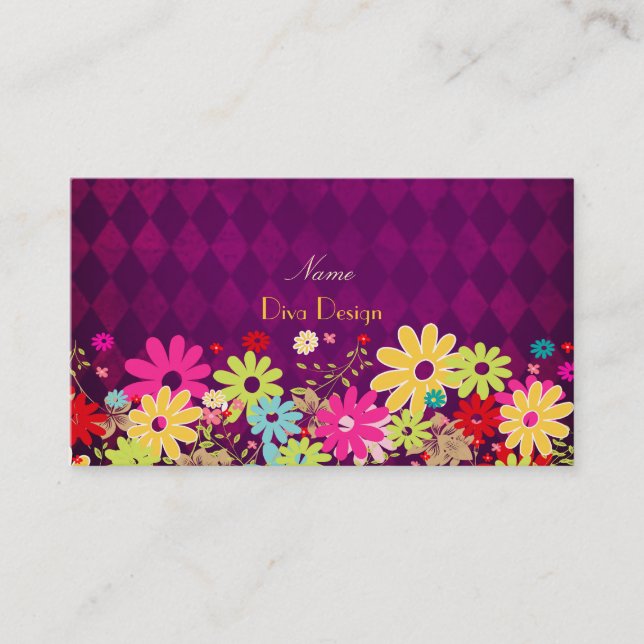 PixDezines Sommerblüten, BusinessCard Visitenkarte (Vorderseite)