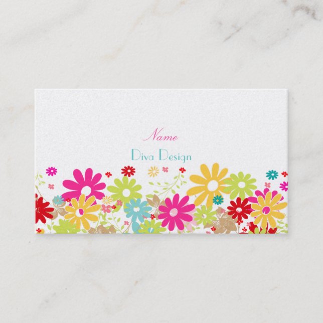PixDezines Sommerblüten, BusinessCard Visitenkarte (Vorderseite)