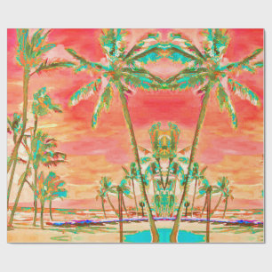 PixDezines Sonnenuntergang Hawaiianischer Strand/C Geschenkpapier