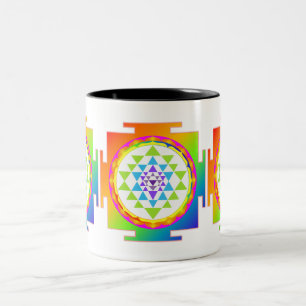 PixDezines Sri Yantra Chakra Clearing/DIY Hintergr Zweifarbige Tasse