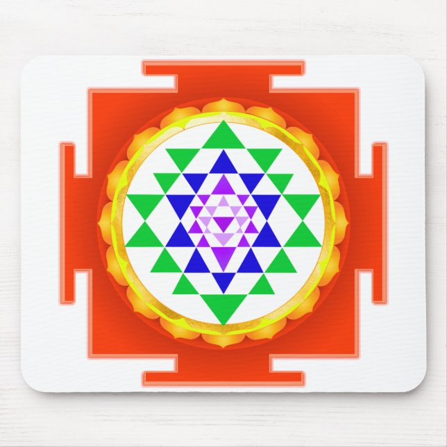 PixDezines Sri Yantra Chakra Clearing/Orangenglühe Mousepad (Vorne)