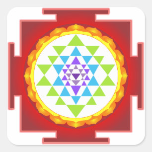 PixDezines Sri Yantra/Chakra-Reinigung/Fokuspunkt Quadratischer Aufkleber
