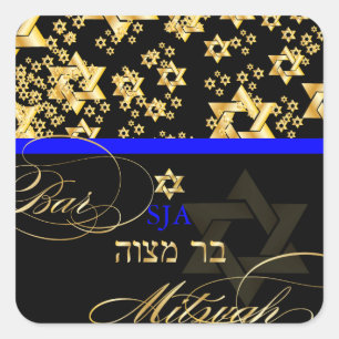 PixDezines Star von David/Bar Mitzvah Quadratischer Aufkleber