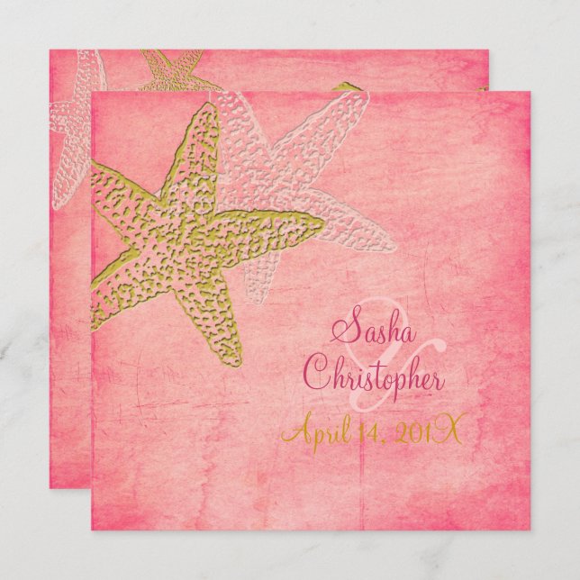 PixDezines STARFISH/PINK SAND/INVITATIONEN Einladung (Vorne/Hinten)