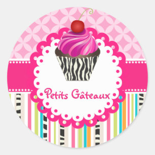 PixDezines Streifen+Gitter+Cupcake/DIY Farbe Runder Aufkleber