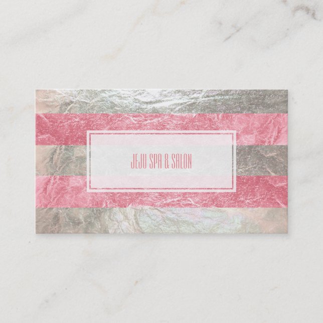 PixDezines Streifen/Imitate, rosa Folie Visitenkarte (Vorderseite)