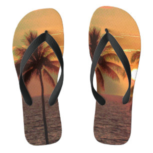 PixDezines Sunset at Mauna Kea Beach Flip Flops