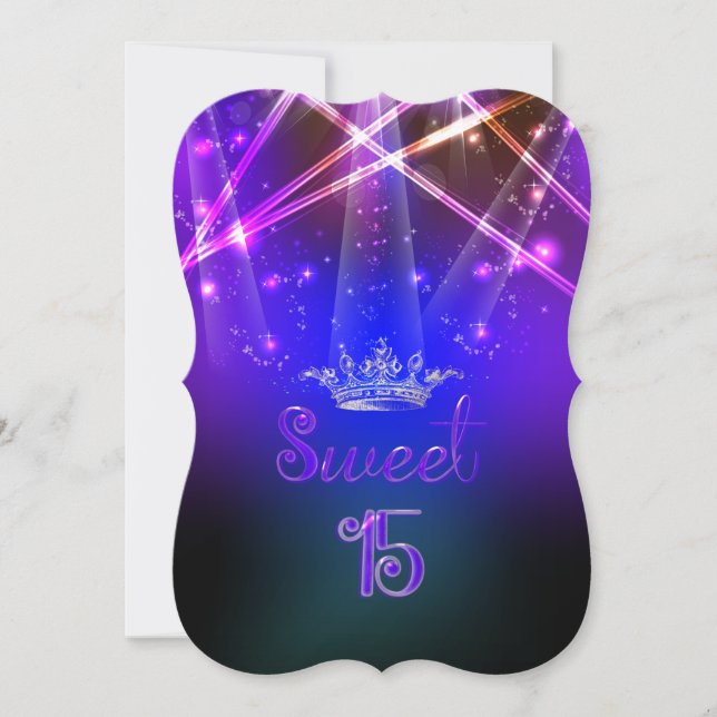 PixDezines Sweet 15, Laser-Leuchten/Neon-Leuchten Einladung (Vorderseite)