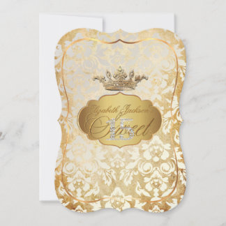 PixDezines Sweet 15/Prinzessin/Elfenbeindamast Einladung