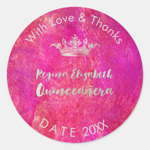 PixDezines Sweet 15/Silver Crown/DIY Vielen Dank Runder Aufkleber