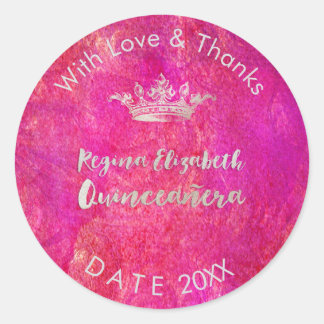 PixDezines Sweet 15/Silver Crown/DIY Vielen Dank Runder Aufkleber