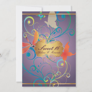 PixDezines Sweet 16/Butterfiles/Wirbel/Drachenflie Einladung