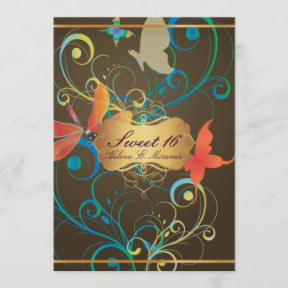 PixDezines Sweet 16/Butterfiles/Wirbel/Drachenflie Einladung