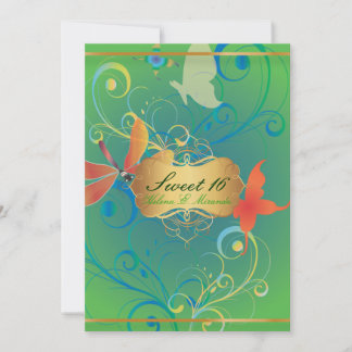 PixDezines Sweet 16/Butterfiles/Wirbel/Drachenflie Einladung