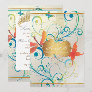 PixDezines SWEET 16/BUTTERFLIES/WIRBEL/DRAGONFLIES Einladung