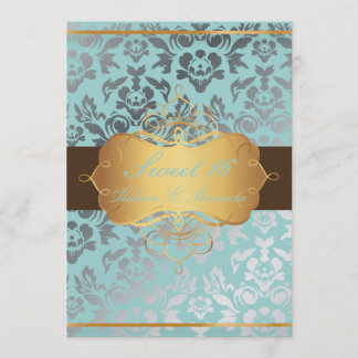 PixDezines Sweet 16/ Damask/tiara/diy Farben Einladung