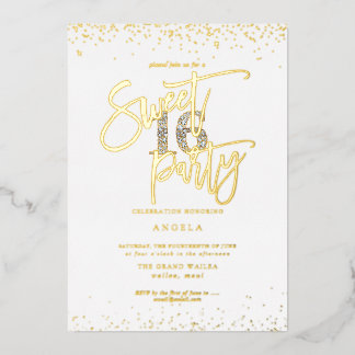 PixDezines Sweet 16 Diamant Silber Gold Folieneinladung