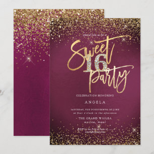 PixDezines Sweet 16 Diamond Glitters Sangria Einladung