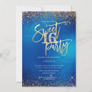 PixDezines Sweet 16 Diamond Glitzer Blue Einladung