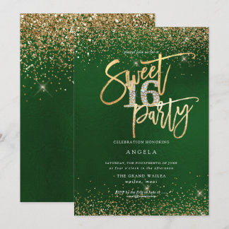 PixDezines Sweet 16 Diamond Glitzer Emerald  Einladung