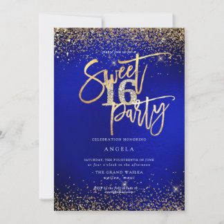 PixDezines Sweet 16 Diamond Glitzer Royal Blue Einladung