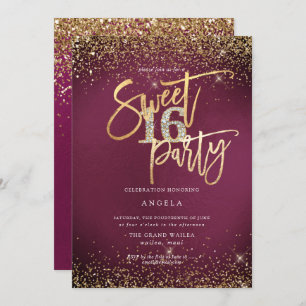 PixDezines Sweet 16 Diamond Glitzer Sangria  Einladung