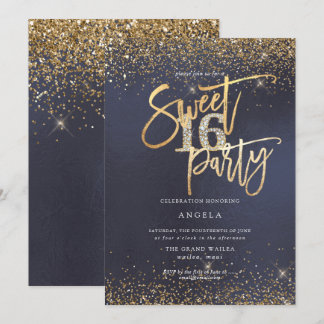 PixDezines Sweet 16 Diamond Glitzer Slate Blue Einladung