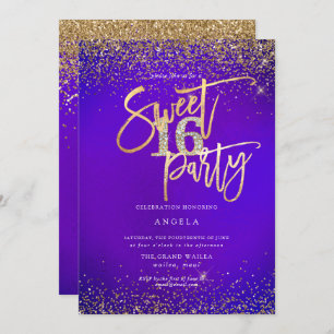 PixDezines Sweet 16 Diamond Glitzer Ultra Violet Einladung