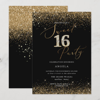 PixDezines Sweet 16 Diamond Glitzer Wasserfarbe Einladung