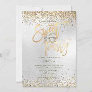 PixDezines Sweet 16 Diamond Silver Gold Glitzer Einladung