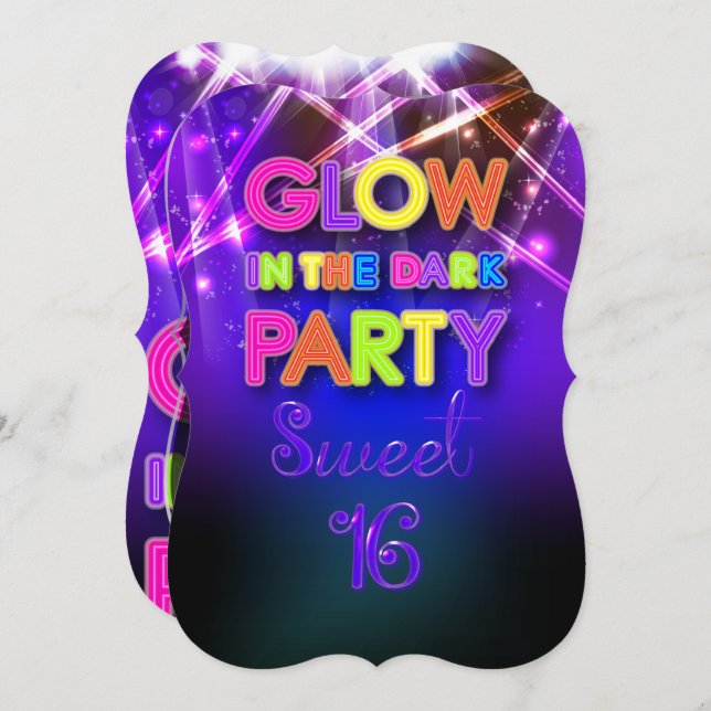 PixDezines Sweet 16, glänzendes Party/Laserlicht Einladung (Vorne/Hinten)