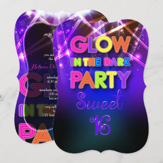 PixDezines Sweet 16, glänzendes Party/Laserlicht Einladung
