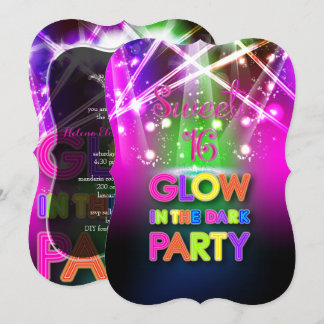 PixDezines Sweet 16, Laserlicht/Glühendes Party Einladung