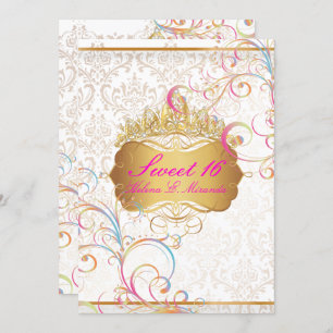 PixDezines SWEET 16/Rainbow-Wirbel Einladung