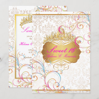 PixDezines SWEET 16/Rainbow-Wirbel Einladung