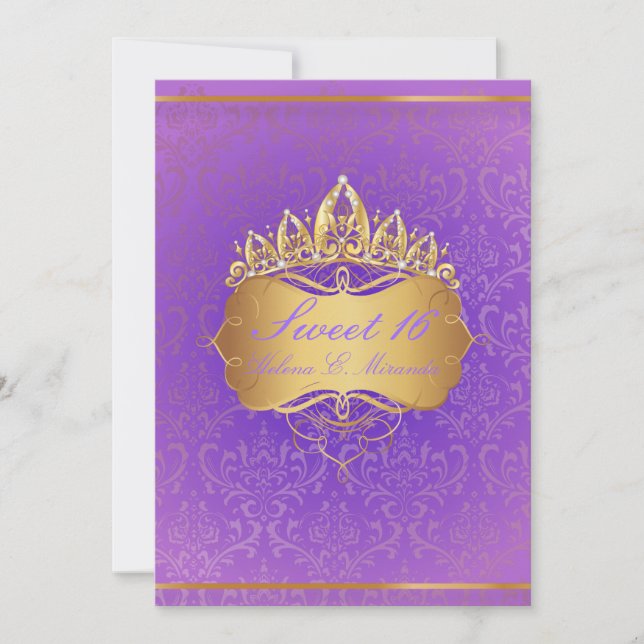 PixDezines Sweet 16/Vintag Rossi Damask Einladung (Vorderseite)