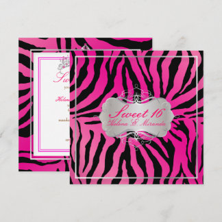 PixDezines SWEET 16/ZEBRA PRINT/HOT PINK Einladung