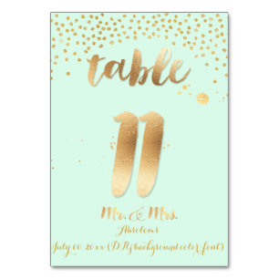PixDezines-Tabelle 11/Goldstrester/DIY-Farbe/Minze Tischnummer