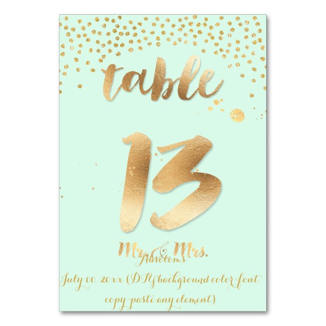 PixDezines Tabelle 13+/Imitat Goldsprinkles/DIY-Fa Tischnummer (Vorderseite)