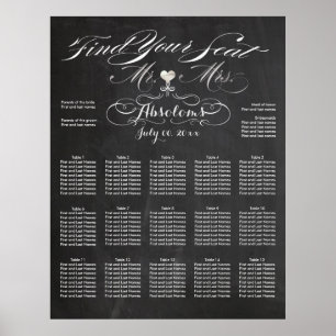 PixDezines Tafelkarte Kreide Finden Sie Ihren Sitz Poster