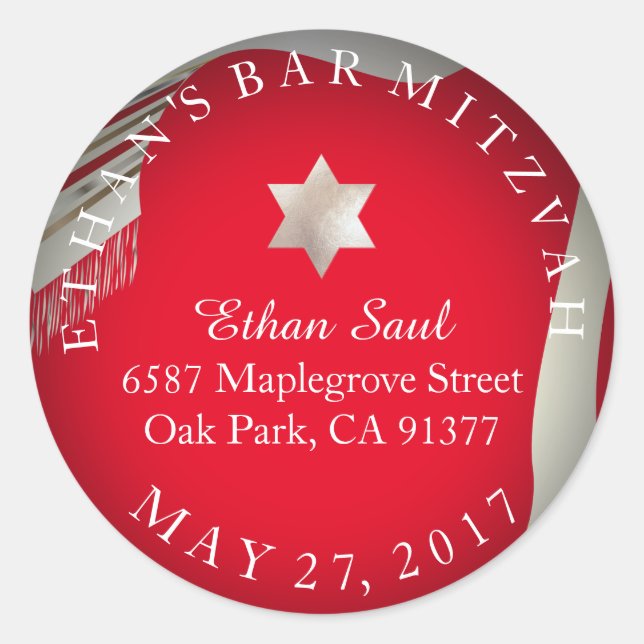 PixDezines Tallit Bar Mitzvah/Env. Händler Runder Aufkleber (Vorderseite)