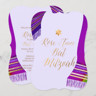 PixDezines Tallit/Magenta/Purple/Bat Mitzvah Einladung