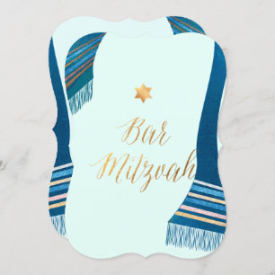 PixDezines Tallit/Mint/Aquamarin/Bar Mitzvah Einladung